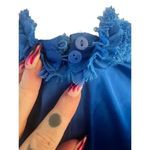 ZARA  womens blue sleeveless satin ruffled neck shirt size small Photo 6