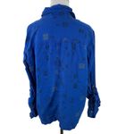 Chico's Design Blue Linen Chinese Women's Button Up Shirt Photo 4