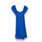 Slinky Brand  dress 1X off shoulder tiered ruffle hem shift stretch travel blue Photo 1