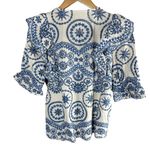 Sezane South Blouse Embroidered Floral Eyelet Blouse Summer French Blouse US 6 Photo 1