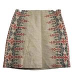 Ann Taylor Loft Tan Embroidered Aztec Cotton Linen Skirt Photo 2