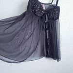 Victoria's Secret  Sexy Little Things Black Lace Rhinestone Babydoll Tank 34D Photo 5