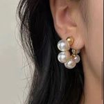 Anthropologie Lake Life Chunky Ascending Pearl Hoop Earrings Photo 1