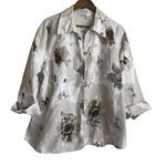 Harvé Benard Harve Bernard Women Top 3X Abstract Floral Linen Cotton Button Up Office Travel Photo 0