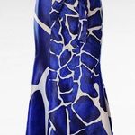 Venus  Blue & White Giraffe Belted Mermaid Tafetta Maxi Skirt Size 8 Photo 0