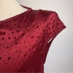 Manila Grace Silk Stretch Velvet Floral Dress Red Burgundy Made in Italy Medium Photo 5