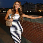 Edikted  Stripe Maxi Strapless Dress Photo 0