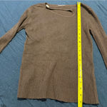 Ember Anthropology Light Brown Ribbed Long Sleeve Top With Cut Out Neck Size L Photo 3
