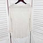 89th & Madison Striped Shirt V Neck Pocket Tee Roll Sleeve Beige White‎ Medium Tan Photo 7