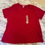 White Stag NWT V-Neck T-Shirt Red 2X (18W-20W) | Embroidered Neckline Plus Size Photo 1