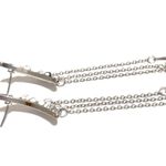 Sam Edelman New - White Jasper and Silver Moon Drop Post Dangle Chain Earrings Photo 2