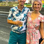 Haute Monde Red Striped Short Sleeve Floral Romper with Tie Waist. Size Small Photo 8