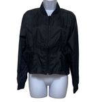 Good American  Medium Pleated Satin Bomber Jacket Black Sheer Streetwear NWT Photo 1