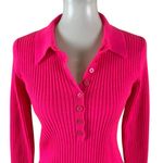 Generation Love  Hot Pink Ribbed Knit Wool Blend Henley Sweater Small Photo 1