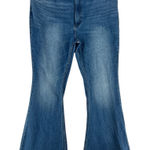 Lee Women's Medium Wash Denim High Rise Cutoff Notched Hem Flare Jeans Size 35 Photo 0