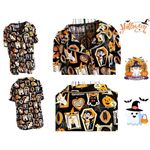 Munki Munki Halloween Pajama Top Large Short Sleeves Button Werewolf Witch Ghost Photo 7