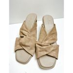 Caslon Sandals Womens Size 9 Taupe Leather Open Toe Crisscross Straps Block Heel Photo 2