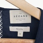 Sézane  Matty Ruffle Silk Short Sleeve Blouse | Sz FR 38 (US 6) | Navy Blue Photo 4