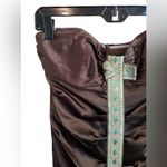 Nicole Miller  Strapless Silk Blend Brown Gold Dress Cocktail Dress 4 Party Prom Photo 3