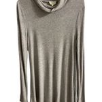 Deletta Anthropologie  grey ribbed knit tunic top swing turtleneck Large Photo 0