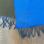 Sol Alpaca 100% Baby Alpaca Dual Color Oblong Scarf in Blue and Olive 71"l Photo 3