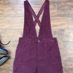 American Eagle • burgundy corduroy overall shorts romper shortalls maroon romper Photo 0