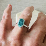 Sterling Silver Mediterranean Green Quartz Stalacitite Slice Ring Blue Photo 0