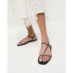 Loeffler Randall  Lara Sandals in Black 9 with box Womens Leather Flats Photo 9