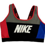 Nike Sports Bra Womens Large Dri Fit Colorblock Blue Red Gray Distort Classic Photo 0