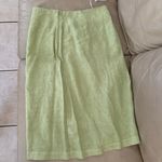 120% Lino Light Green Pencil Midi Skirt Photo 8