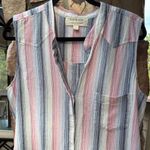Anthropologie  Large Cloth & Stone Blue Pink White Striped Sleeveless Mini Dress Photo 4