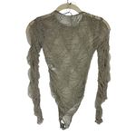 ZARA NWT  Lace Sheer Bodysuit Sz Small Olive Green Photo 1