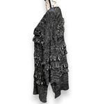 Knox Rose L Black White Fringe Cardigan Boho Open Front Chunky Knit Sweater Coat Photo 4