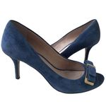 LOUISE ET CIE Blue Suede Bow Heels size 37.5/7.5 Photo 3
