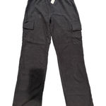 Drew NWT Size Small Women's Black Linen Blend High Rise Wide Leg Cargo Pants Photo 0