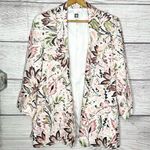 Anne Klein  Pink & Green Floral Open Front Linen Blend Blazer Jacket Size Medium Photo 7