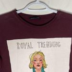 ZARA  Royal Trending graphic illustration maroon relaxed t-shirt size S Photo 4