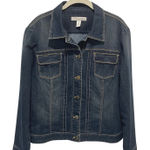 Chico's Platinum Denim Jacket Womens Size 3 (XL) Blue Jean Button Front Pockets Photo 0