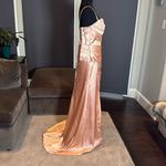 Women Full Length Prom Party Dress CrissCross Straps Leg Slit Size 8 *READ FLAWS Photo 2