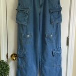 Blue Wide Leg Cargo Flare Jeans Size undefined Photo 0