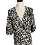Womens Floral Print Midi Dress Pernilla Wahlgren Size M Black Modest‎ Faux Wrap Size M Photo 3