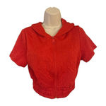 Cropped short sleeve zip up red hoodie jacket juniors size medium Photo 0