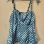 Wild Fable  Pastel Blue Floral Cropped Hankerchief Tank Top Size Medium Photo 0