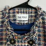 The Fold Kingswood Tweed Double Breasted Fringe Detail Blazer Jacket US 10 UK 14 Blue Photo 4