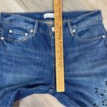 Loft  Floral Embroidered Boyfriend Jeans Cropped Raw Hem Blue 4 27 Photo 13