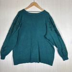 Lane Bryant  Sweater Womens Plus 22/24 Emerald Green Embroidered V Neck Photo 7