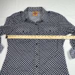 Tory Burch  Blouse Top‎ Blue White Square Signature T Cotton Shirt Size 4 Photo 2