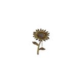 Gold Tone Sunflower Brooch Pin Rhinestone Center Floral Jewelry Photo 2