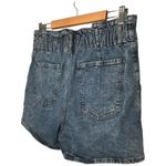 EXPRESS Midi Super High Rise Pleated Stonewash Y2K 90s Denim Shorts Mom Blue 12R Photo 2