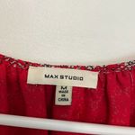 Max Studio  Georgette Elbow Sleeve Cold Shoulder Blouse Red White Floral Boho Top Photo 7